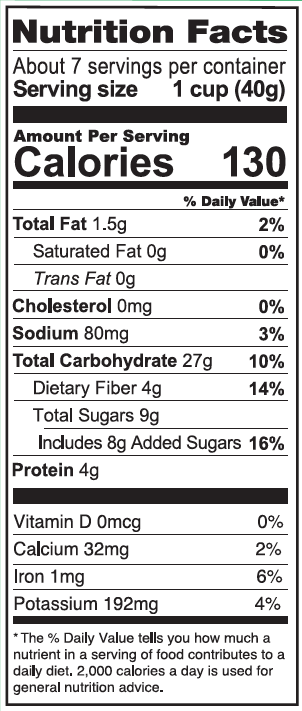 Nutrition Facts Chocolate Power Os